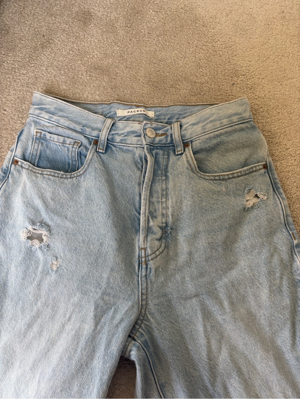 PacSun Light Blue High-Rise Ripped Dad Jeans